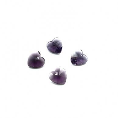 10x10mm violetinės sp. širdies formos karoliukai, 4vnt.