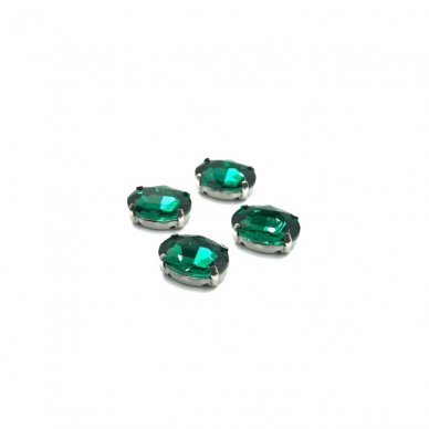 14x10mm Emerald sp. kristalai sidabro sp. rėmeliuose, 4vnt.