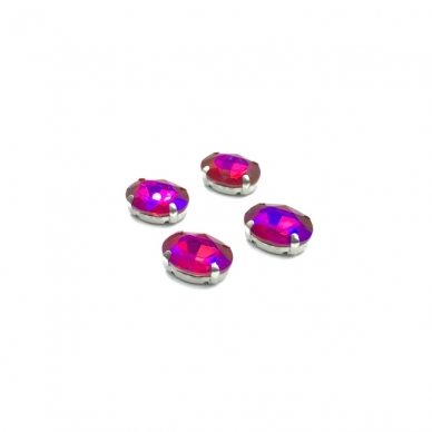 14x10mm Fuchsia sp. kristalai sidabro sp. rėmeliuose, 4vnt.