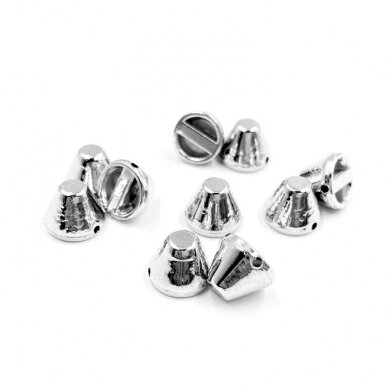 10x8mm nikelio sp. prisiuvamos plastiko kniedės, 10g (apie 30vnt.)