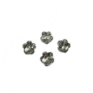 13x13mm pilkos sp. gėlės formos karoliukai, 4vnt.