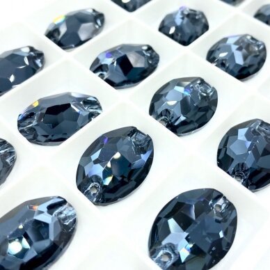 13x18mm melsvos sp. ovalo formos prisiuvami kristalai, 2vnt.