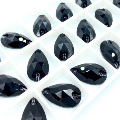 13x22mm juodos sp. lašo formos prisiuvami kristalai, 1vnt.