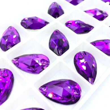 13x22mm violetinės sp. lašo formos prisiuvami kristalai, 1vnt.
