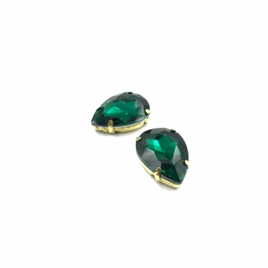 25x18mm Emerald sp. kristalai aukso sp. rėmeliuose, 2vnt.