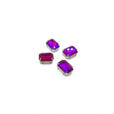 14x10mm Fuchsia sp. kristalai sidabro sp. rėmeliuose, 4vnt.