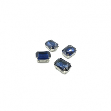 14x10mm indigo sp. kristalai sidabro sp. rėmeliuose, 4vnt.