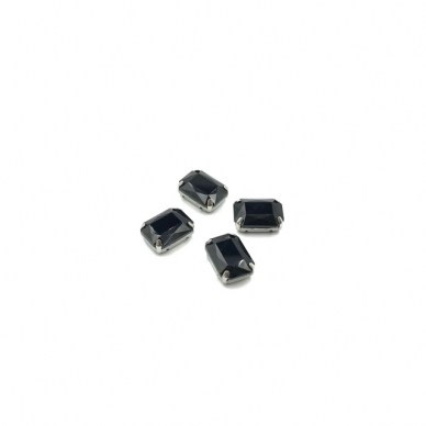 14x10mm juodos sp. kristalai sidabro sp. rėmeliuose, 4vnt.