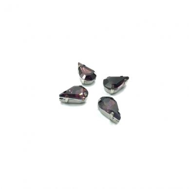 13x8mm violetinės sp. kristalai sidabro sp. rėmeliuose, 6vnt.