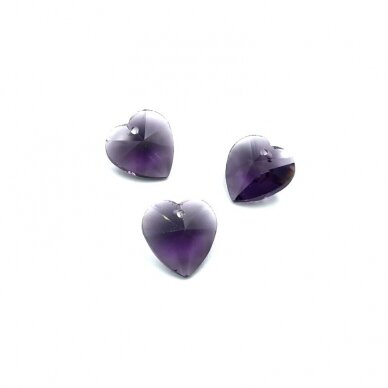 14x14mm violetinės sp. širdies formos karoliukai, 4vnt.