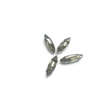 15x4mm dūminės sp. kristalai sidabro sp. rėmeliuose, 4vnt