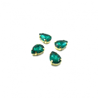 14x10mm Emerald sp. kristalai aukso sp. rėmeliuose, 4vnt.