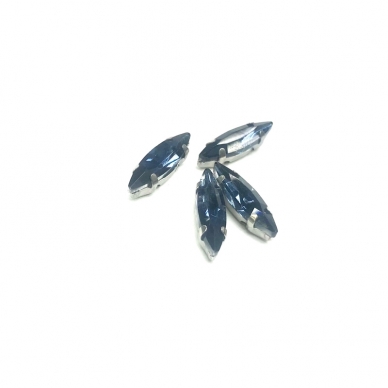 15x4mm indigo sp. kristalai sidabro sp. rėmeliuose, 4vnt