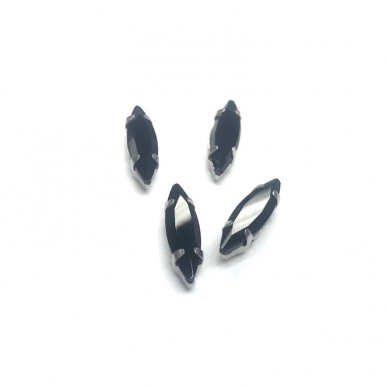 15x4mm juodos sp. kristalai sidabro sp. rėmeliuose, 4vnt