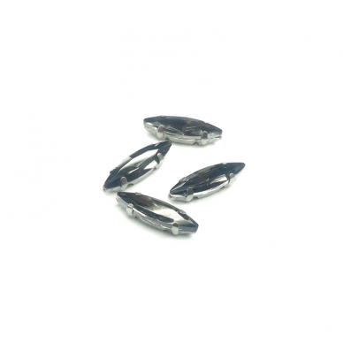 15x4mm pilkos sp. kristalai sidabro sp. rėmeliuose, 4vnt