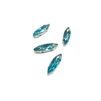 15x4mm žydros sp. kristalai sidabro sp. rėmeliuose, 4vnt