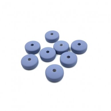 15x6mm melsvos sp. ECO plastiko karoliukai diskai, 8vnt.