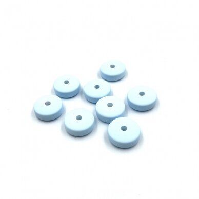 15x6mm žydros sp. ECO plastiko karoliukai diskai, 8vnt.