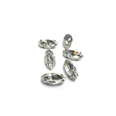 15x7mm crystal sp. kristalai sidabro sp. rėmeliuose, 6vnt