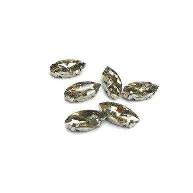 15x7mm dūminės sp. kristalai sidabro sp. rėmeliuose, 6vnt