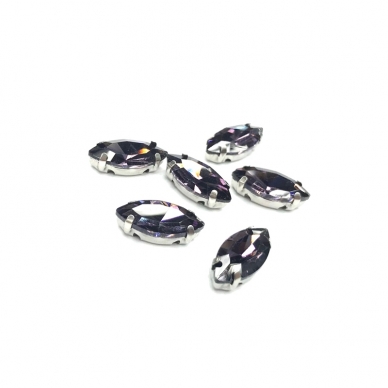 15x7mm violetinės sp. kristalai sidabro sp. rėmeliuose, 6vnt