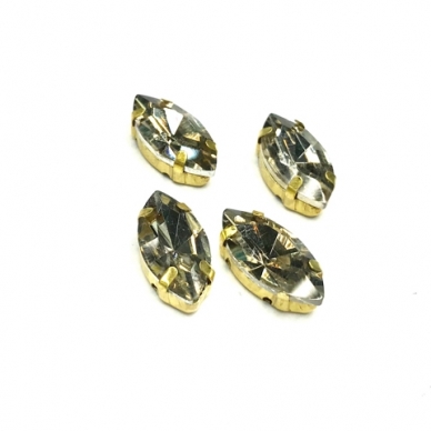 15x4mm dūminės sp. kristalai aukso sp. rėmeliuose, 4vnt