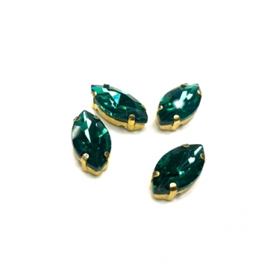 15x4mm Emerald sp. kristalai aukso sp. rėmeliuose, 4vnt