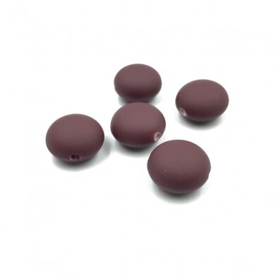 18x11mm bordo sp. ECO plastiko karoliukai diskai, 5vnt.