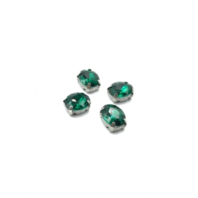 10x8mm Emerald sp. kristalai sidabro sp. rėmeliuose, 6vnt.