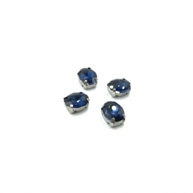 10x8mm indigo sp. kristalai sidabro sp. rėmeliuose, 6vnt.