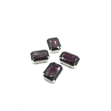 18x13mm violetinės sp. kristalai sidabro sp. rėmelyje, 4vnt.