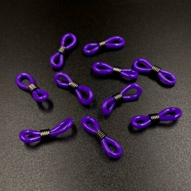 22mm violetinės sp. užbaigimo detalės akinių gumutės, juodintos sp. spirale, 10vnt.