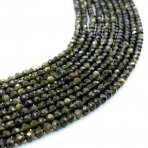 3mm facetuotas obsidianas, 40cm juosta