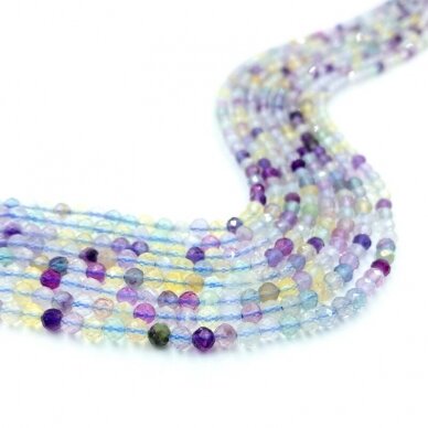 3mm facetuotas fluoritas, 40cm juosta