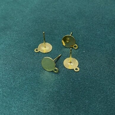 4x6mm 18k aukso sp. nerūdijančio plieno auskarų įvėrimai, 2vnt.