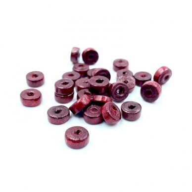 4x7mm bordo sp. disko formos mediniai karoliukai, 9g (apie 100vnt.)