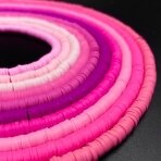 6mm polimerinio molio karoliukai, rožiniai atspalviai, 5 juostų mix