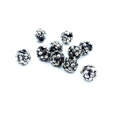 6mm juodos sp. shamballa karoliukai, 10vnt.