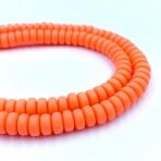 7x3mm oranžinės sp. disko formos polimerionio molio karoliukai, 40cm juosta