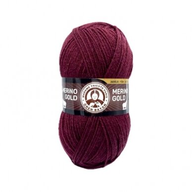 Madame Tricote Paris Merino Gold siūlai, bordo sp. 100g