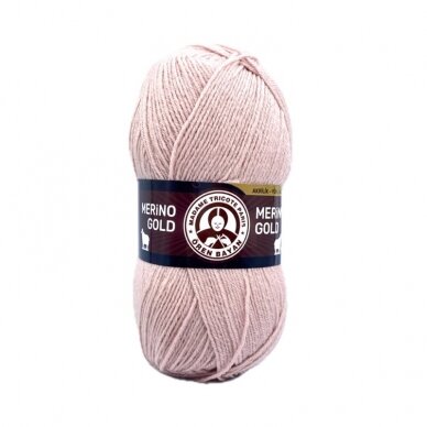 Madame Tricote Paris Merino Gold siūlai, pelenų rožinės sp. 100g